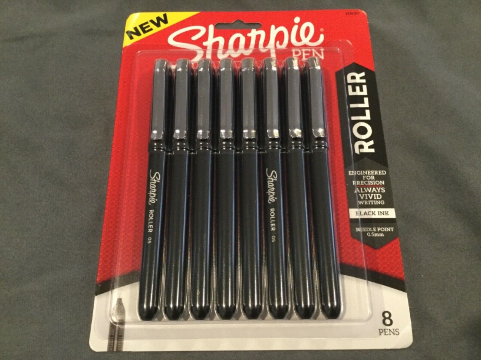 1 Pack 8 ct  New Sharpie Roller Pens Needle Point Black Ink  .5 mm 