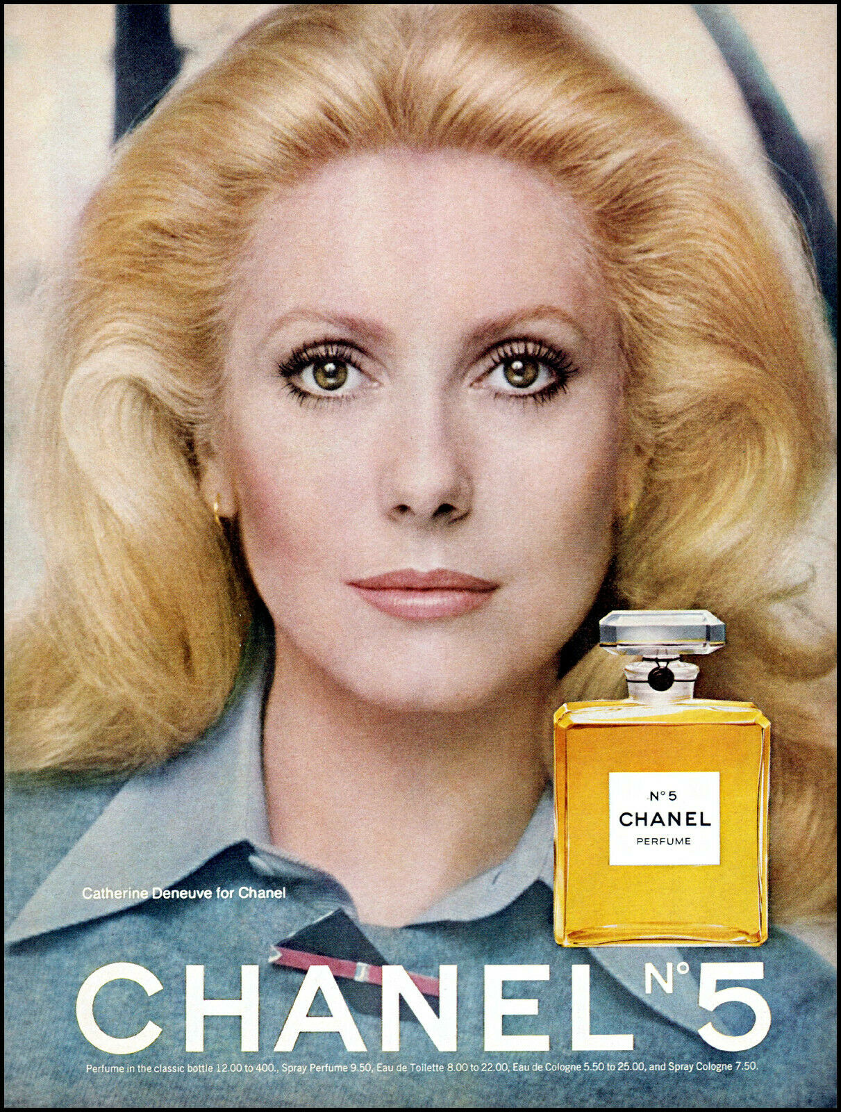 1976 Catherine Deneuve photo Chanel No 5 perfume vintage print Ad adl31